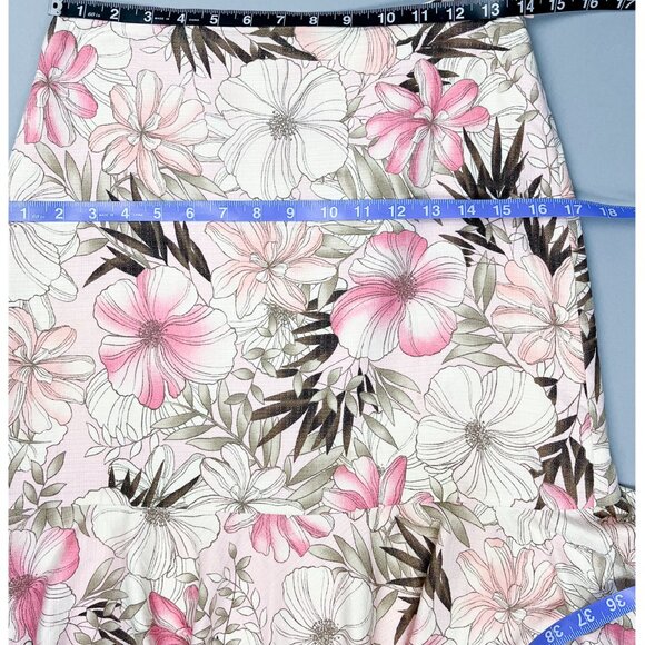 Y2K Ruffled Skirt | Vintage Pink Beige Tropical Floral Short Ruffled Skirt - Picture 6 of 8
